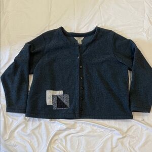 L.L. Bean Navy Button Jacket with Quilted Additions